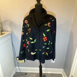 Alex Ku Jacket Colorful Floral Embroidery. Vintage. Lined. Pre-owned. Size 1X